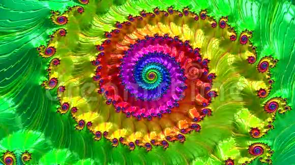 霓虹彩虹颜色变化抽象纹理花螺旋分形视频的预览图