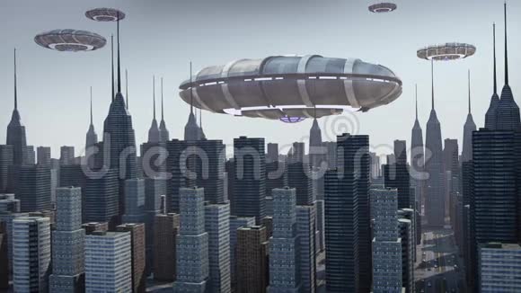 不明飞行物在城市上空盘旋视频的预览图