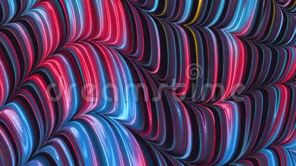 迷幻霓虹灯的波浪和线条不断改变颜色设计摘要背景视频的预览图