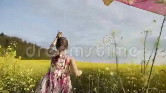 可爱的女孩和风筝在一起视频的预览图