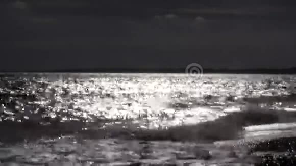 波光粼粼照耀着阳光明媚的夏日黑白主题视频的预览图