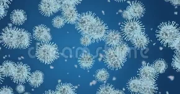 冠状病毒细胞引起呼吸道感染的一组病毒3D染循环4k视频的预览图