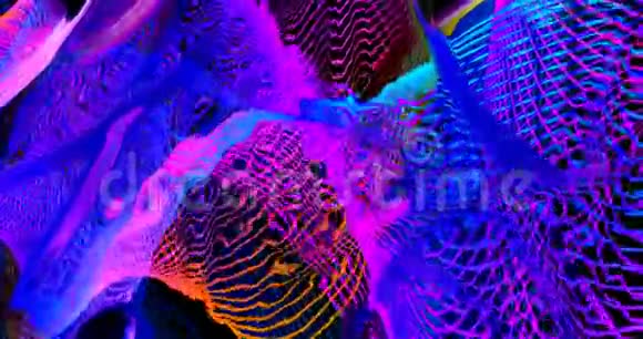 彩色霓虹灯纹理全息箔波浪壁纸流体波纹液态金属表面深奥的光环光谱视频的预览图