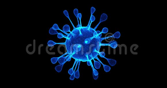 冠状病毒细胞阿尔法通道上的动画病毒引起呼吸道感染3D染循环4k视频的预览图