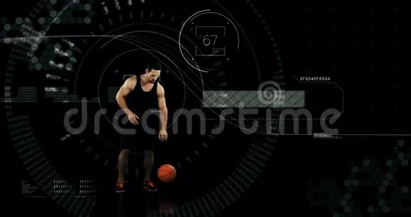 运动员在动画背景下打篮球视频的预览图