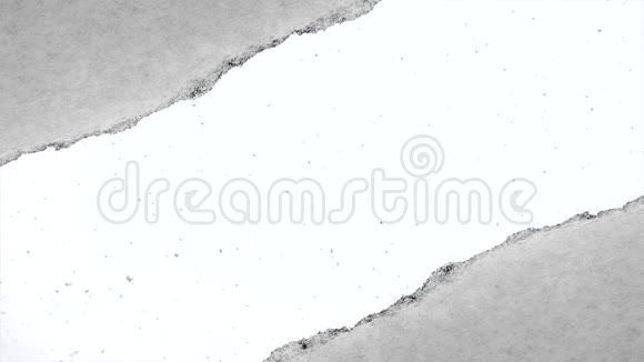 创造性的慢动作视频缓慢下落的雪是可见的洞与撕裂的边缘在旧的复古纸视频的预览图