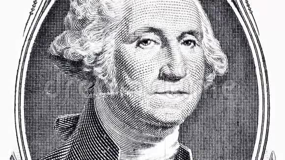 一张带有乔治华盛顿肖像的一美元钞票金字塔和鹰的移动细节创意4k视频视频的预览图