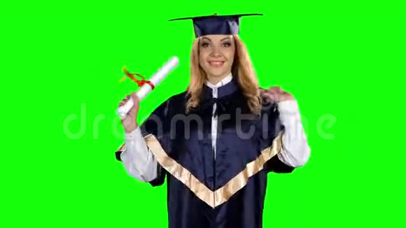 高中毕业获得文凭毕业绿色屏幕视频的预览图
