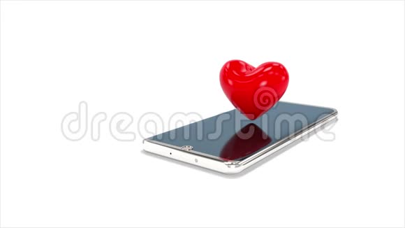 大红的心从手机屏幕上飘了起来视频的预览图