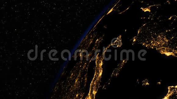 太空中的日出欧洲地球区令人惊叹的夜景视频的预览图
