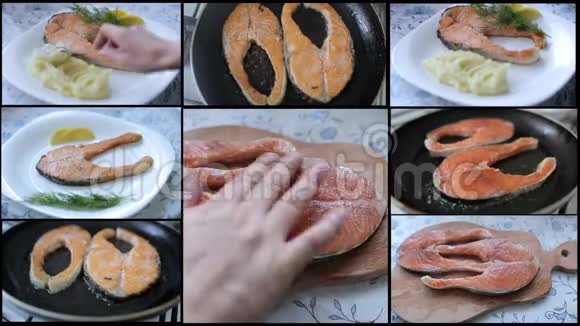 三文鱼牛排的准备自制烹饪视频的预览图