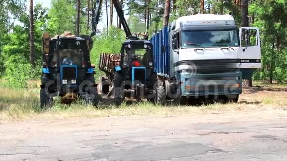砍伐森林和自动装载卡车车辆视频的预览图