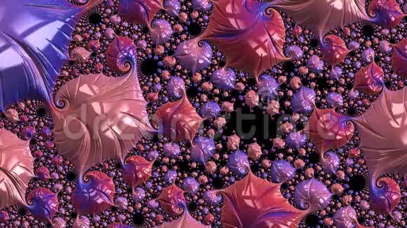 霓虹灯变色抽象花卉分形图案设计的节日艺术品视频的预览图
