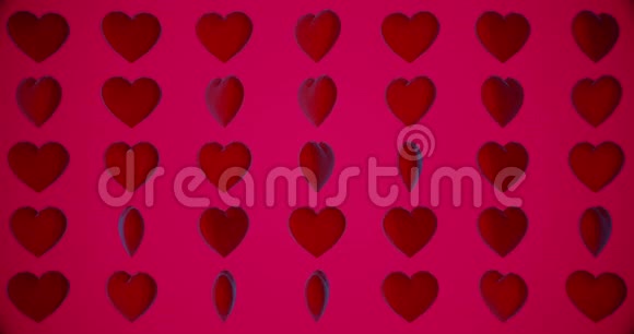 带有多角红色心脏的浪漫图案参加情人节活动循环动画4k3D绘制可循环视频的预览图