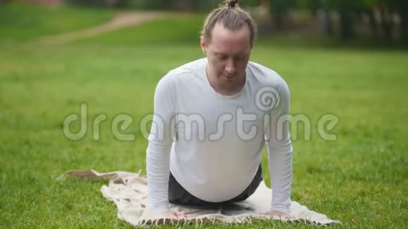 瑜伽教练在公园进行柔韧性训练视频的预览图