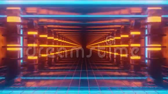 蓝色口音的未来式太空隧道视频的预览图