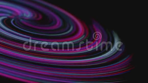 旋转的霓虹灯被吸进漏斗里颜色变化的多色条纹在黑色背景上旋转视频的预览图