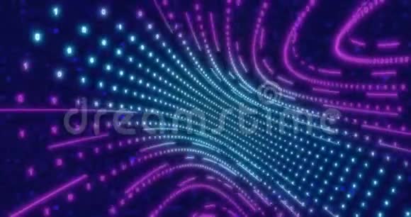 霓虹灯圈背景与数据隧道荧光紫外线灯循环动画4k虚拟现实未来视频的预览图