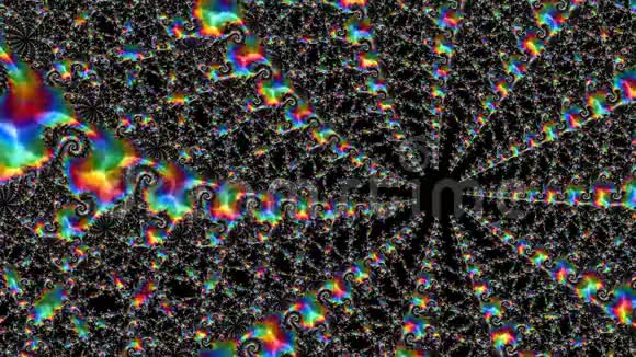 霓虹灯彩虹颜色变化抽象分形图案视频的预览图