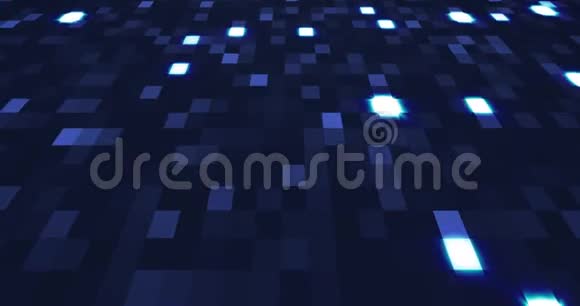 蓝色霓虹灯技术背景闪闪发光的蓝色北极光在网络空间中移动无缝回路4k视频的预览图
