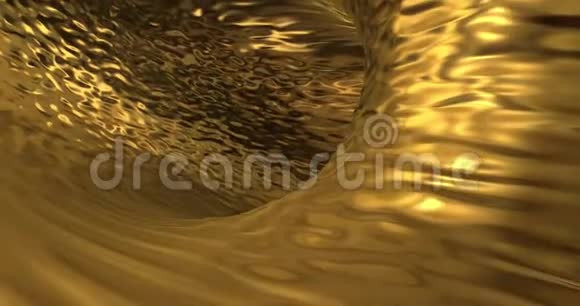 金色液体金属背景魅力缎纹纹理3D渲染循环4k视频的预览图