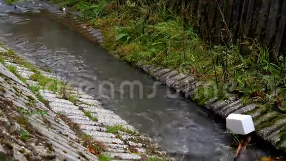 小溪流过村庄视频的预览图