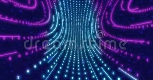 霓虹灯圈背景与数据隧道荧光紫外线灯循环动画4k虚拟现实未来视频的预览图