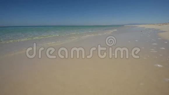 热带海滩的景象带着涟漪的波浪视频的预览图