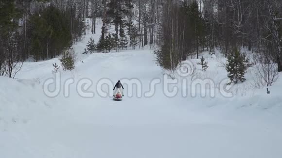 小女孩骑在雪橇上视频的预览图