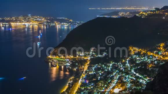 法国里维埃拉埃泽村地中海海岸线夜景视频的预览图