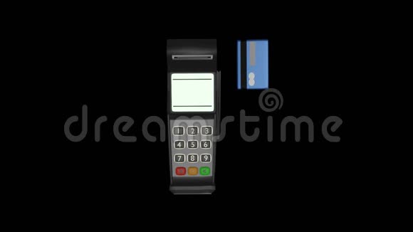 三维渲染动画支付银行卡在pos终端接受的交易视频的预览图