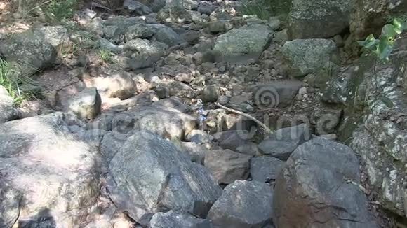 缓慢地放大发现岩石之间的水坑中的反射视频的预览图