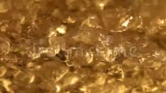 金色沸腾的液体剧烈的骚动目视模仿熔金慢动作沸水有色黄金视频的预览图