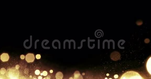 金色闪闪发光的气泡颗粒黑色背景从底部流动活动节日快乐新年假期视频的预览图