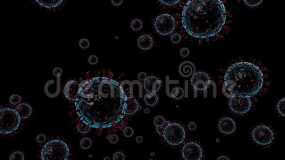Covid19冠状病毒在电子显微镜3D渲染下放大动画视频的预览图