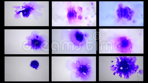 白色表面特写的紫色墨迹视频的预览图