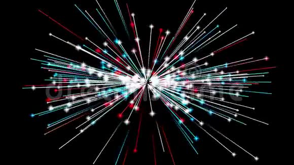 白色红色和蓝色抽象背景黑色背景下的光速视频的预览图