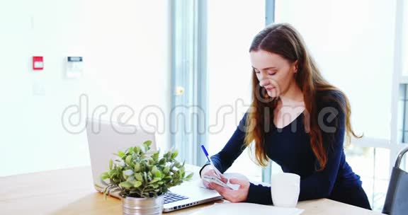 商务主管在看手提电脑时写日记视频的预览图