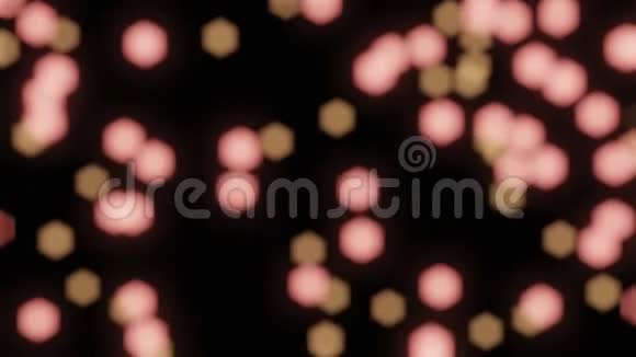 波克运动六边形柔和的橙色和粉红色的焦点在黑色背景上随机移动良好的背景衬里广告视频的预览图