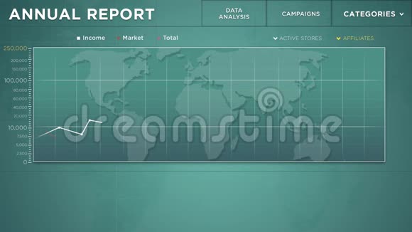 绿蓝背景下年度数据报告的模拟动画视频的预览图