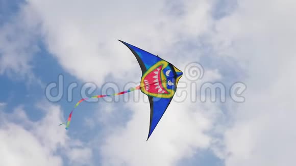 风筝在多云的蓝天下飞翔视频的预览图