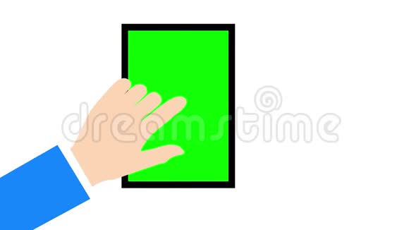动画手显示触摸手势在平板电脑的绿色屏幕与阿尔法通道包括在内视频的预览图