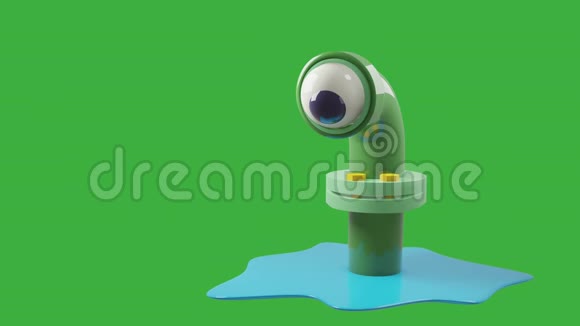 蟒蛇怪物在一个光滑的绿色下水道管道用一只眼睛看就像在一个潜水艇的望远镜视频的预览图
