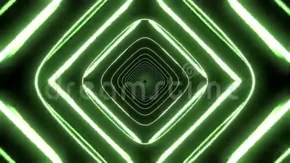 绿色和白色的三维形状与霓虹灯的颜色无止境的无缝循环视频的预览图