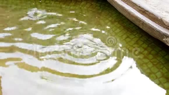 水滴落下喷泉形成圆圈图案视频的预览图