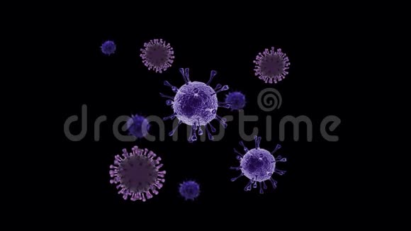 冠状病毒细胞在黑色背景上旋转视频的预览图