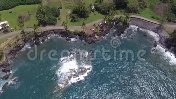 美丽的顶部4k无人驾驶飞机夏威夷野生自然热带岛屿毛伊岛海滩海岸线基阿奈太平洋视频的预览图