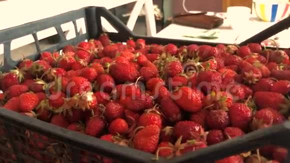 一大盒成熟可口的草莓视频的预览图