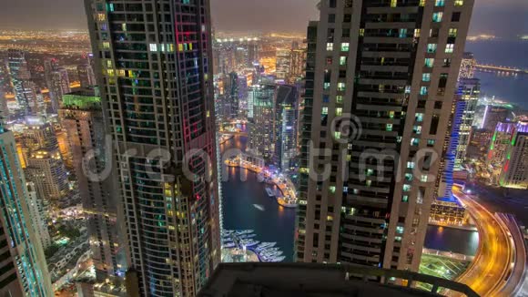 迪拜滨海夜景城市timelapse视频的预览图