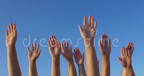 举起双手对着蓝天视频的预览图